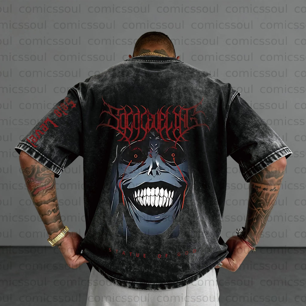 SL-Unisex Anime Inspired Vintage Washed T-Shirt