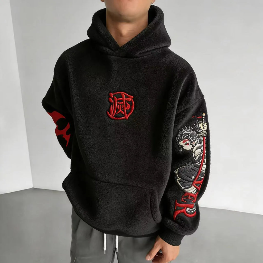 KNY Color-blocked Corduroy Hooded Sweatshirt