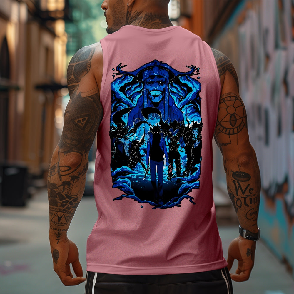 SL-Oversized Anime Print Gym Tank Top