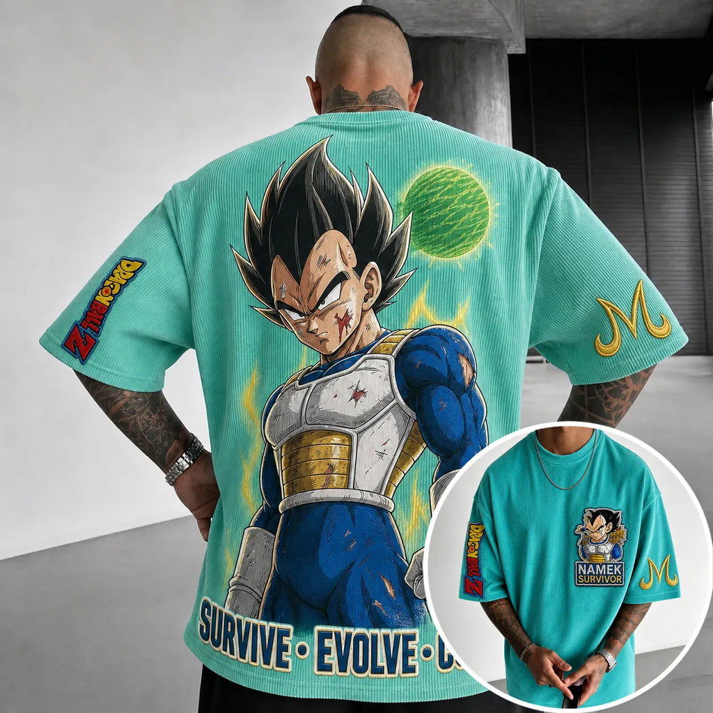 Dragon Ball Unisex Short-Sleeve Corduroy T-Shirt With Anime Print
