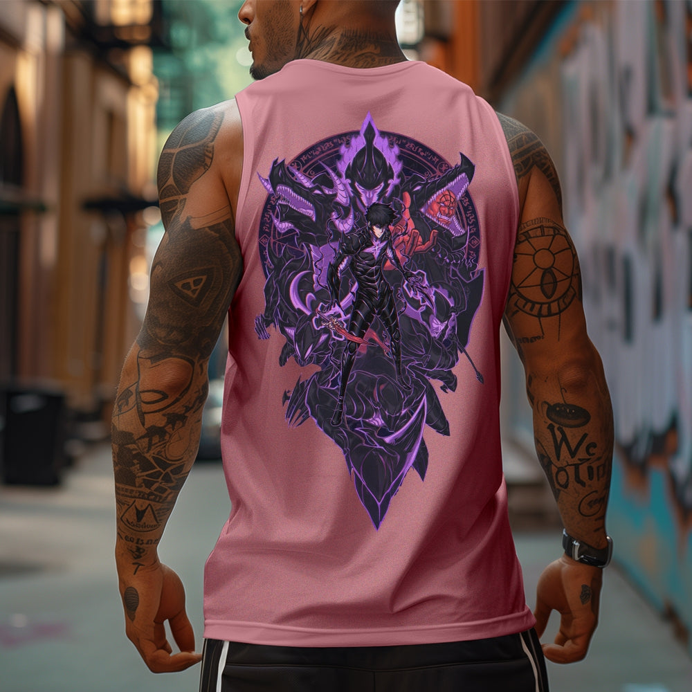 SL-Oversized Anime Print Gym Tank Top