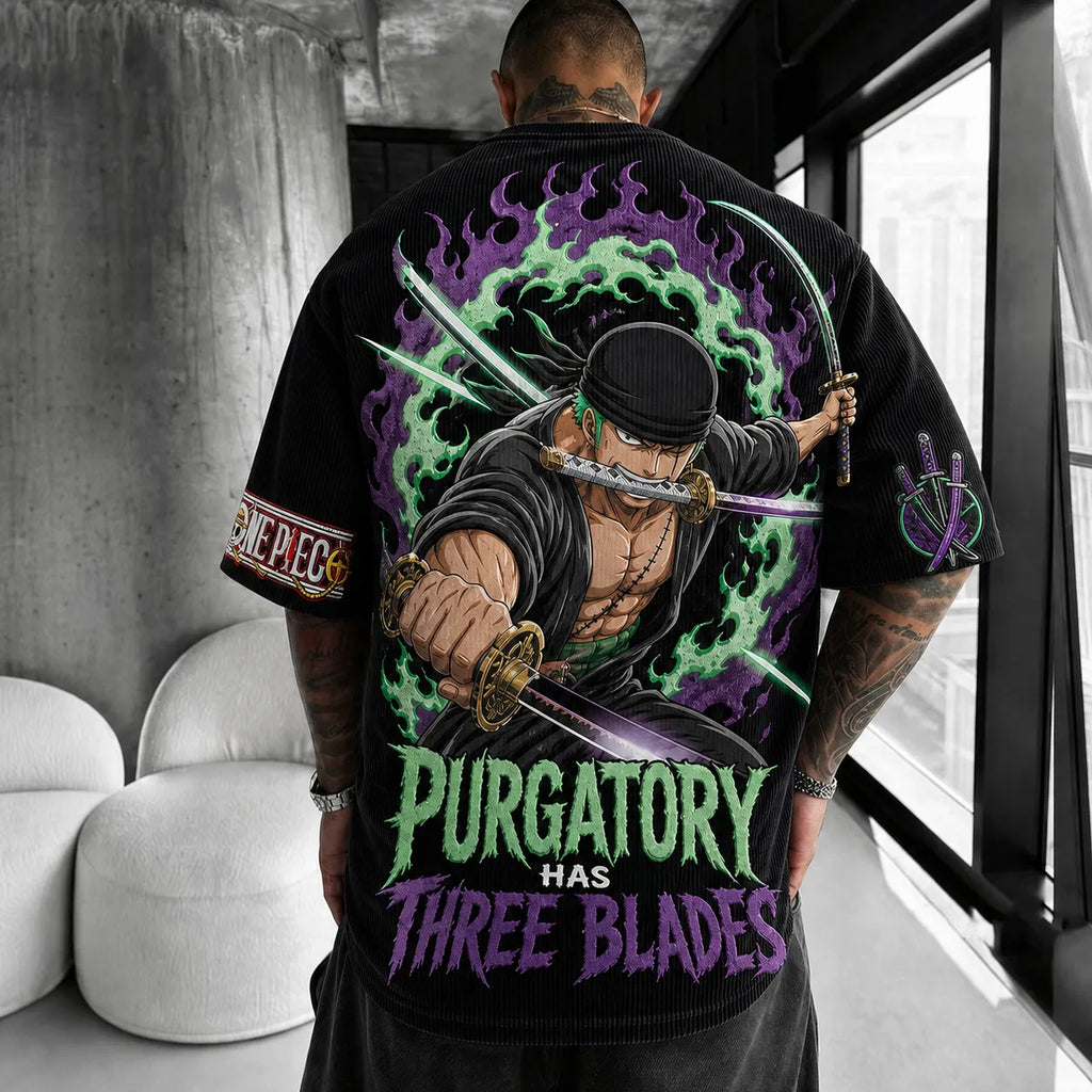 One Piece Unisex Short-Sleeve Corduroy T-Shirt With Anime Print