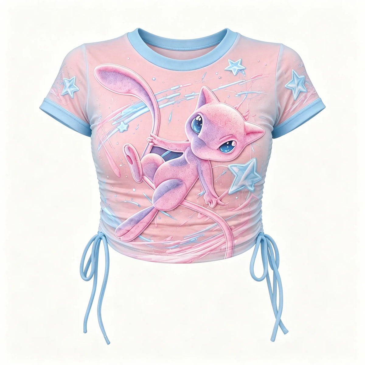 Pokémon Women's Slim-Fit Short-Sleeve T-Shirt With Anime Print And Side Drawstrings