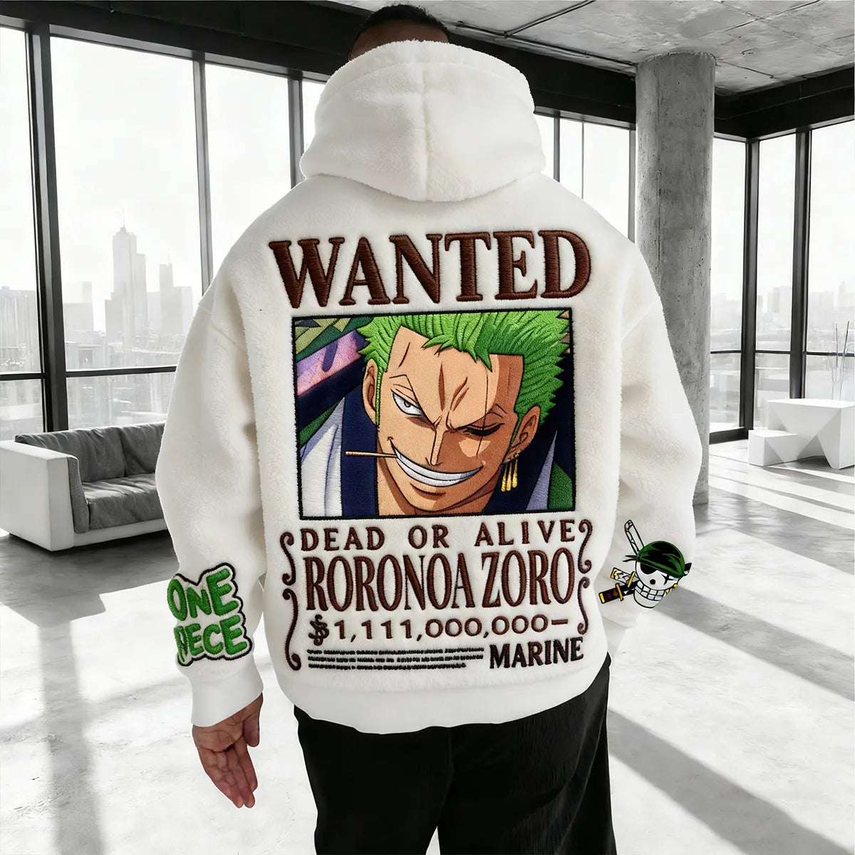 One Piece Color-blocked Plush Hoodie