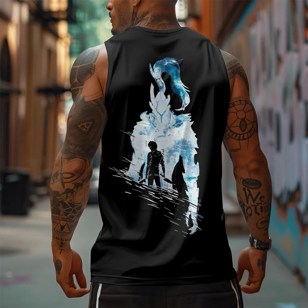SL-Oversized Anime Print Gym Tank Top
