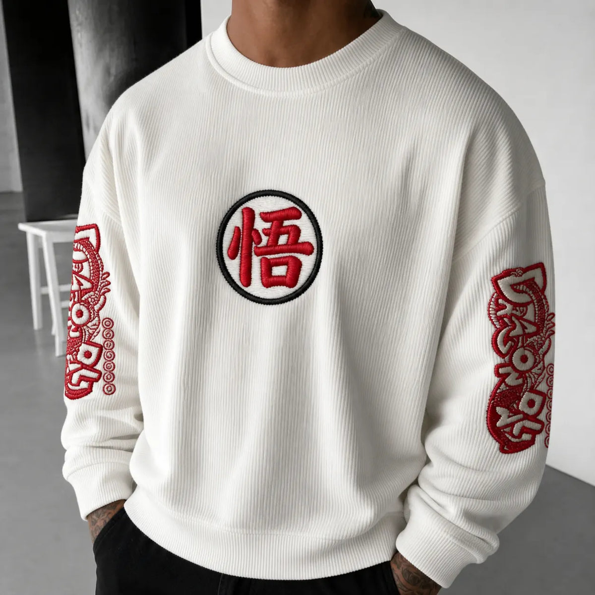 Dragon Ball Unisex Retro Corduroy Sweatshirt In Anime Style