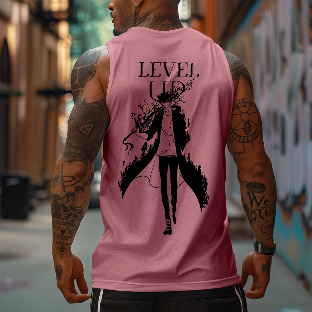 SL-Oversized Anime Print Gym Tank Top