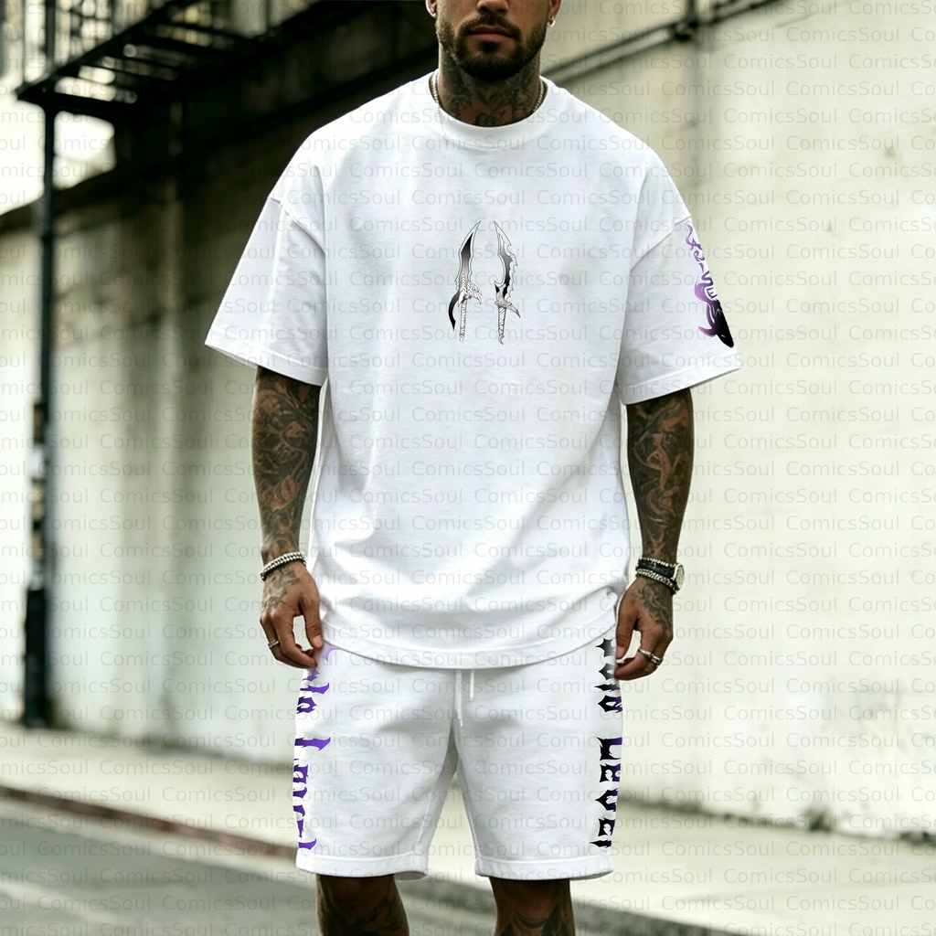 SL-Unisex Anime Inspired Vintage T-shirt& Shorts 2 Pieces Set