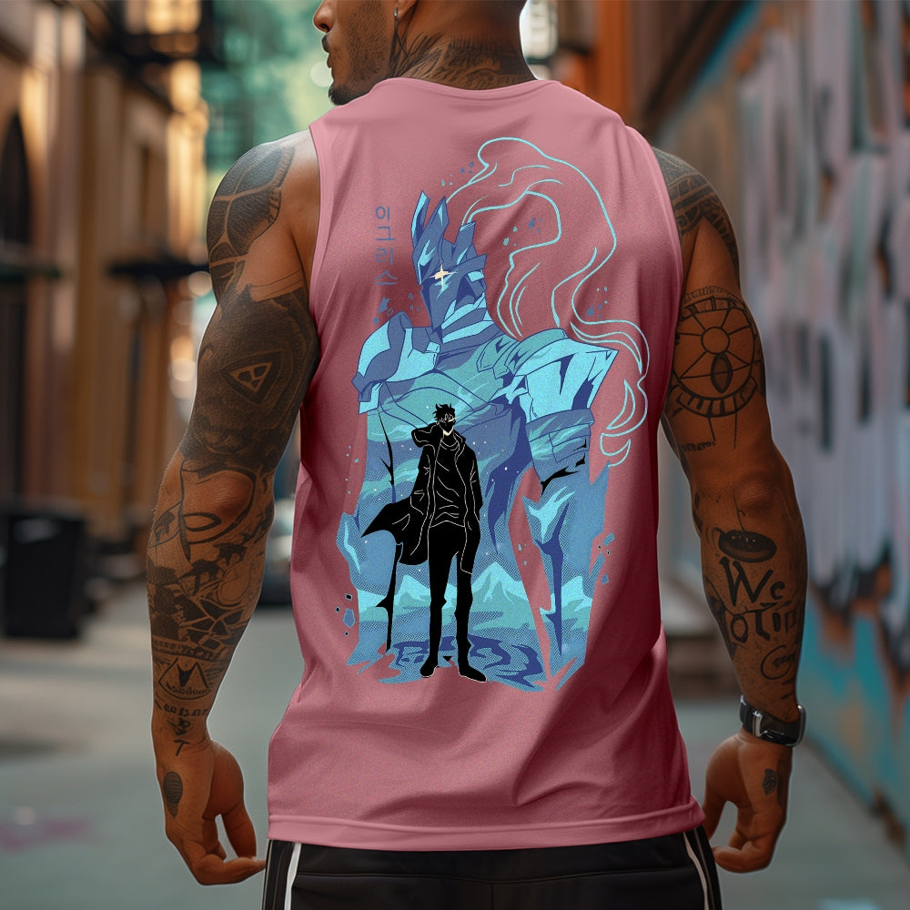 SL-Oversized Anime Print Gym Tank Top