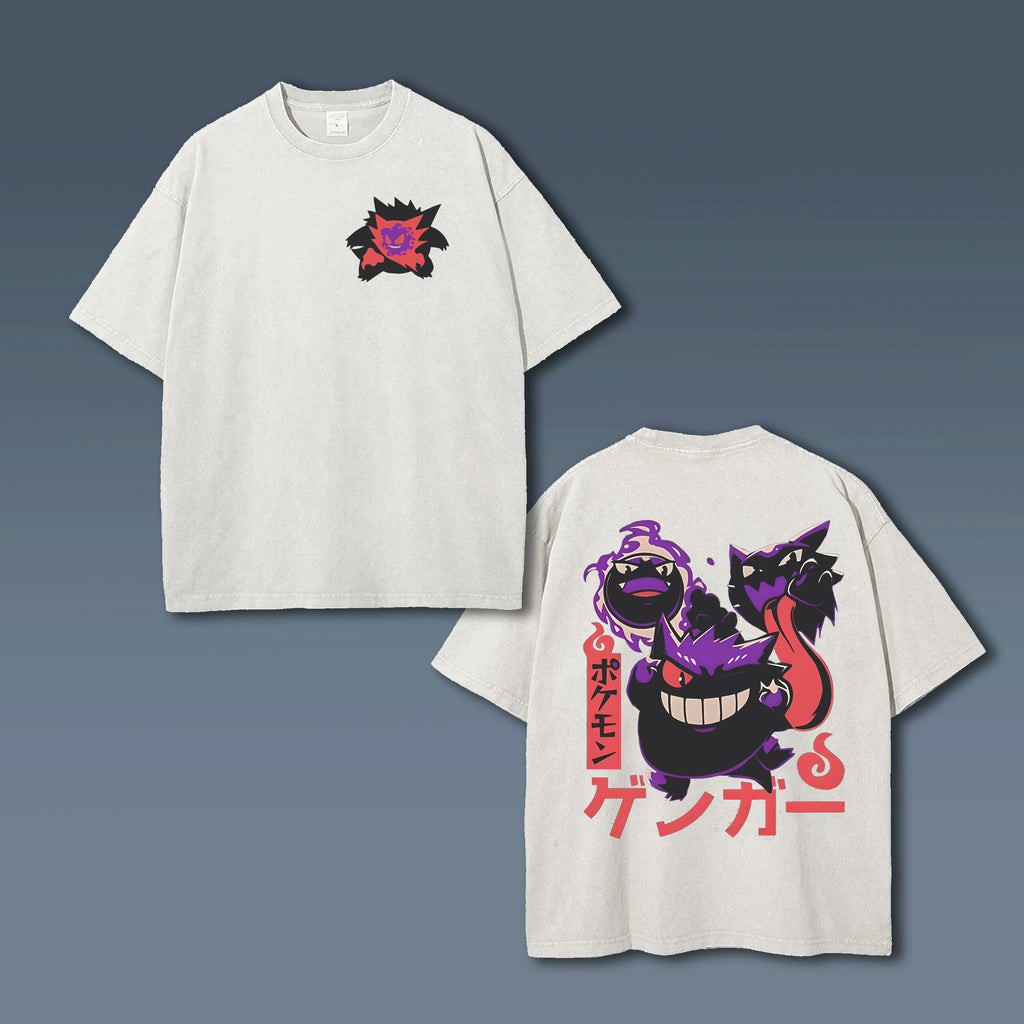 PKM-Unisex Anime Style Vintage Washed T-Shirt