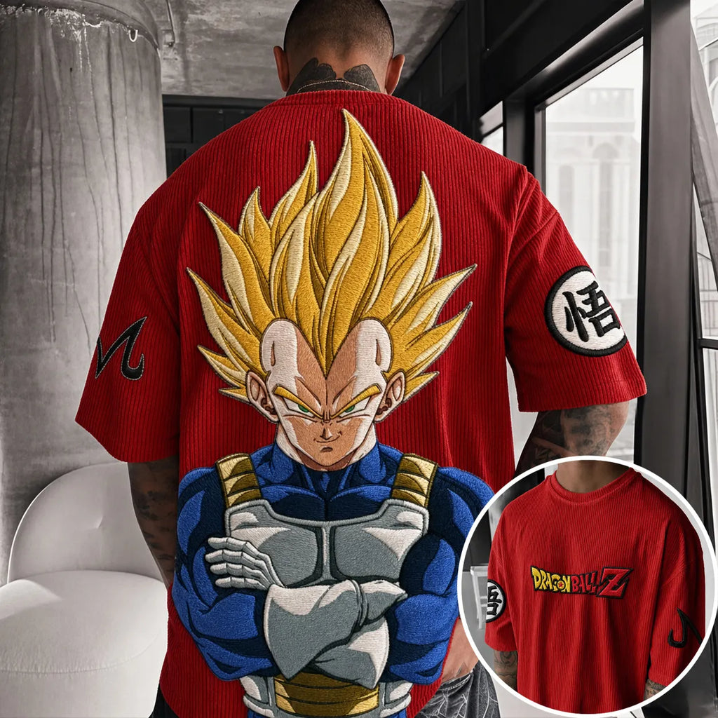 Dragon Ball Unisex Anime-Style Retro Corduroy Oversized T-Shirt