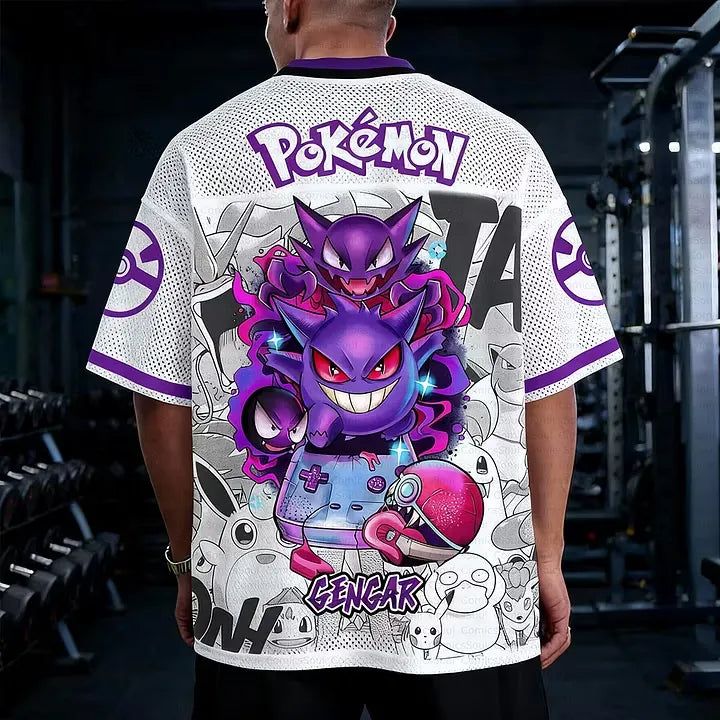 Pokémon Unisex Anime Retro Mesh Sports Jersey T-Shirt