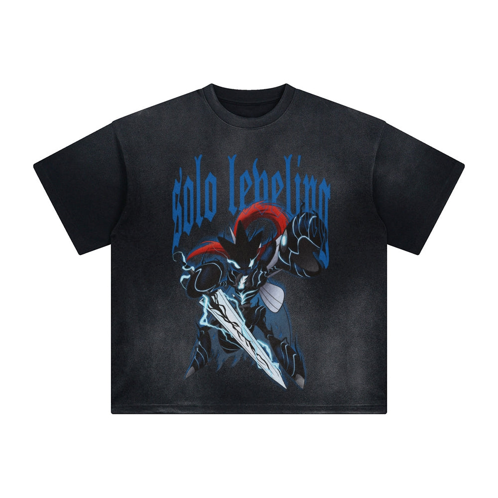 SL-Unisex Anime Inspired Washed  Vintage T-Shirt