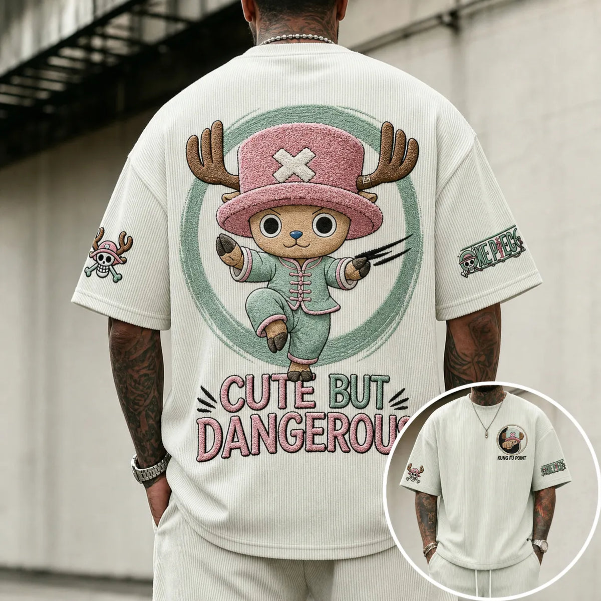 One Piece Unisex Short-Sleeve Corduroy T-Shirt With Anime Print