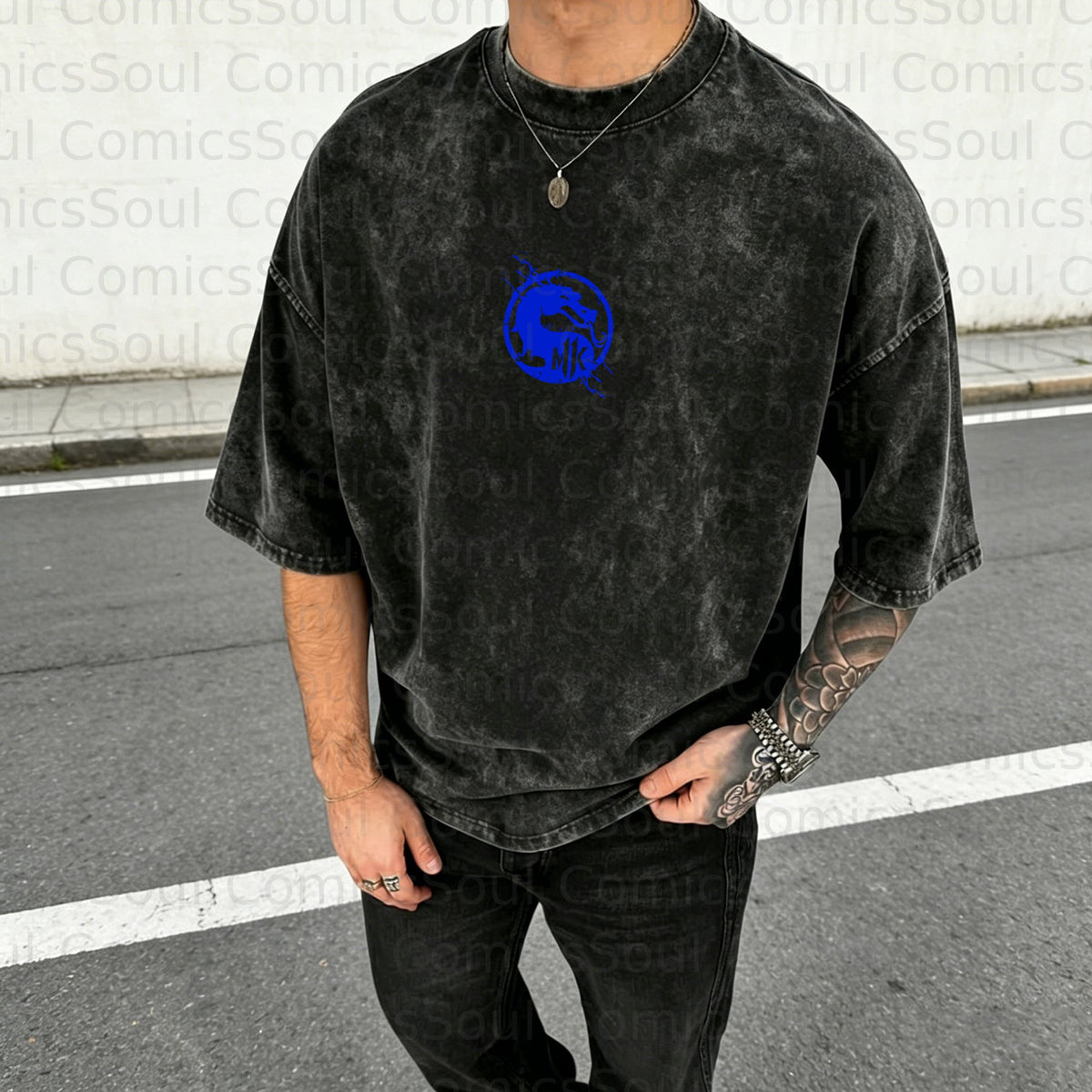 MK-Unisex Anime Inspired Vintage Washed T-Shirt