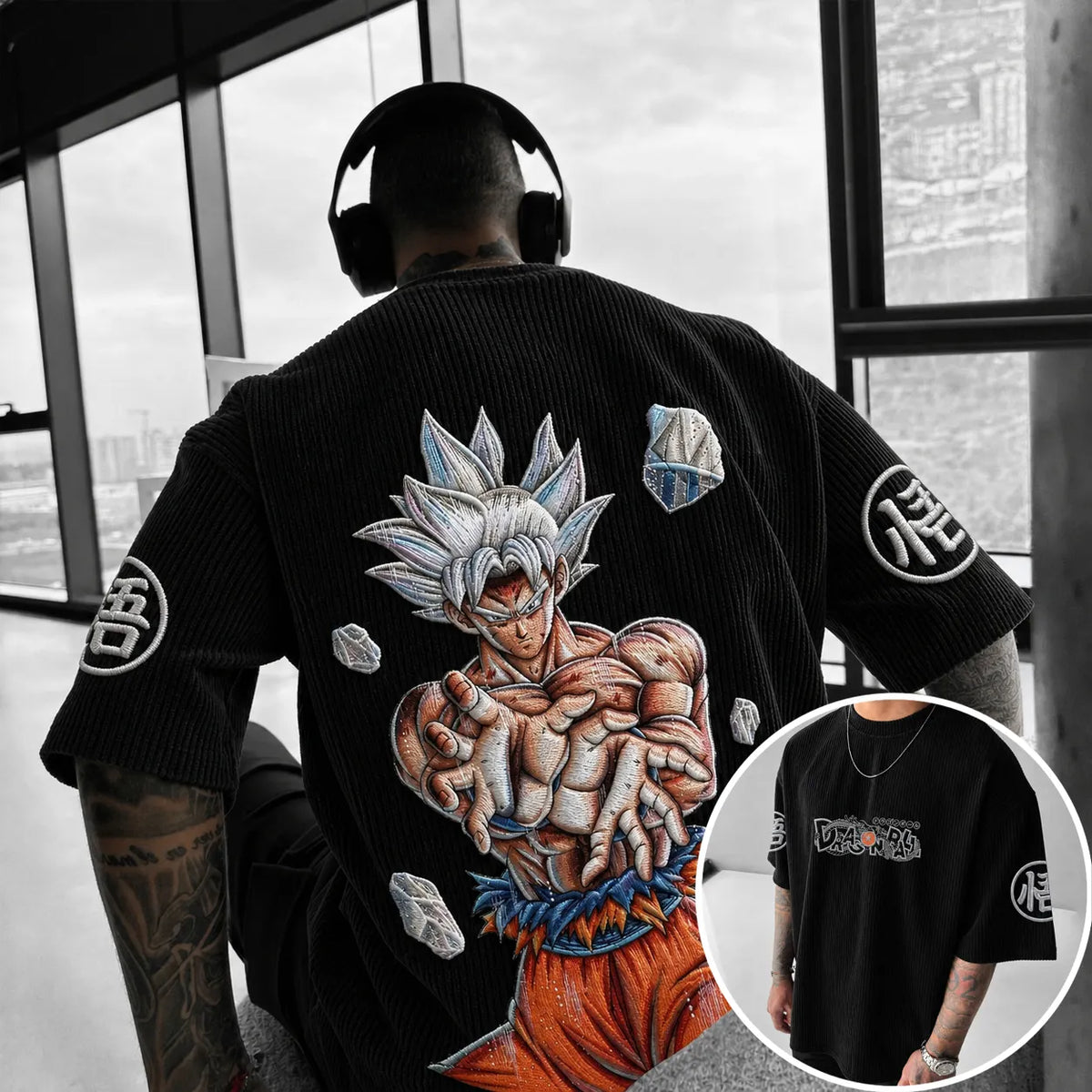 Dragon Ball Unisex Anime-Style Retro Corduroy Oversized T-Shirt