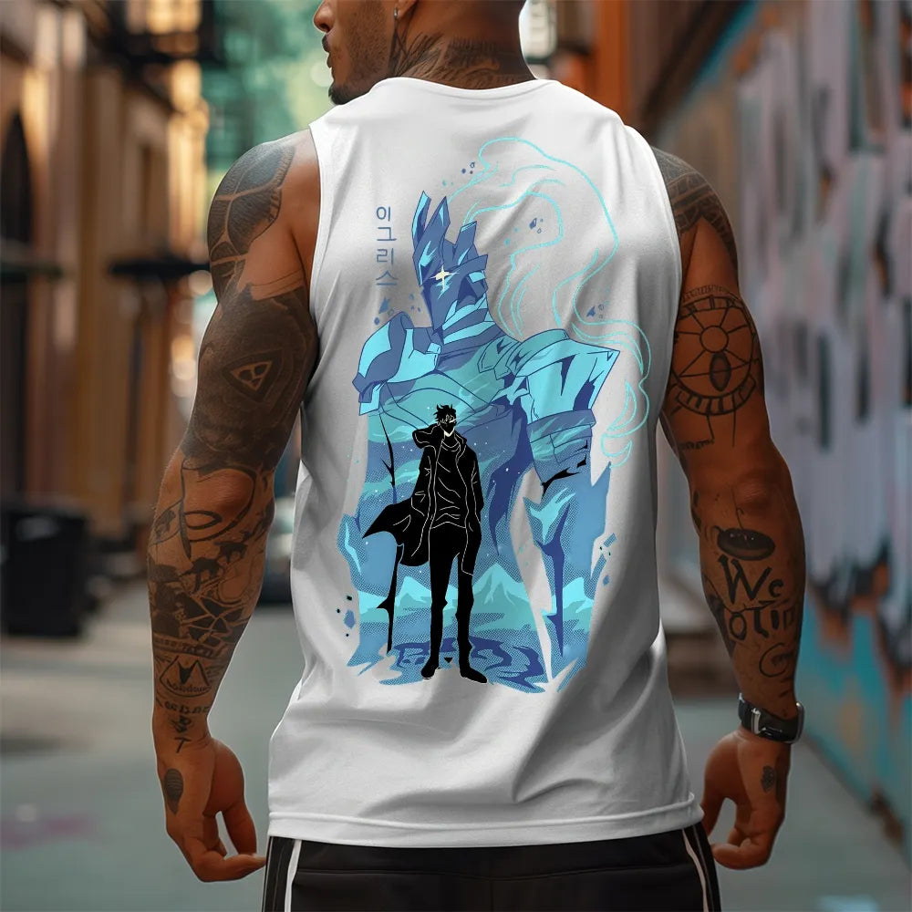 SL-Oversized Anime Print Gym Tank Top