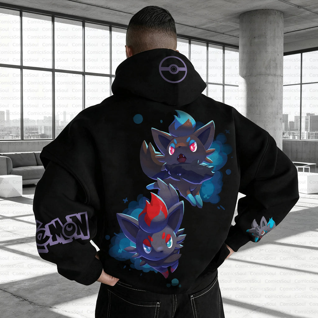 PKM-Unisex Anime Inspired Vintage Plush Hoodie