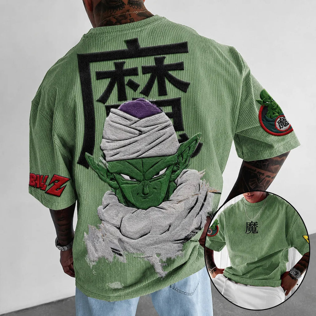 Dragon Ball Unisex Anime-Style Retro Corduroy Oversized T-Shirt
