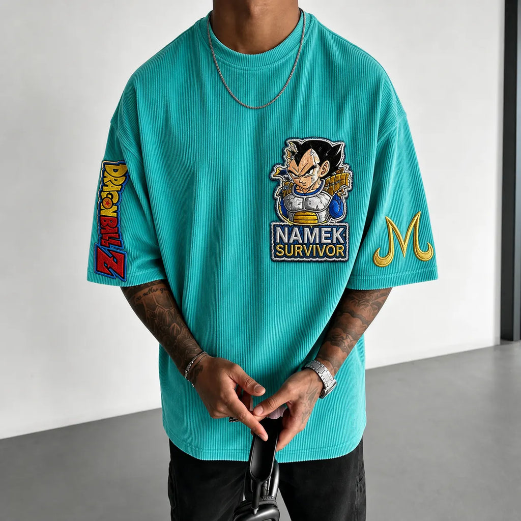Dragon Ball Unisex Short-Sleeve Corduroy T-Shirt With Anime Print