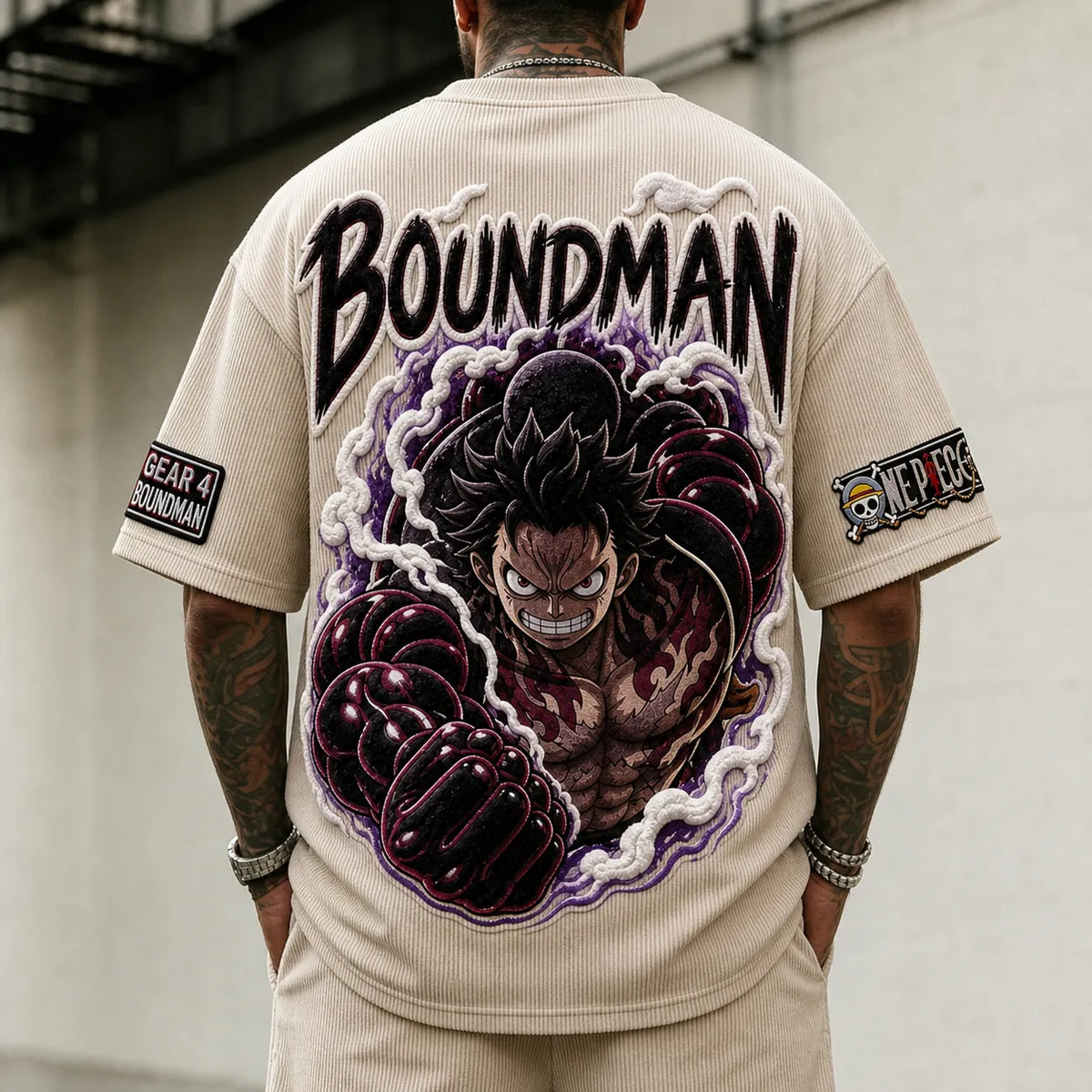 One Piece Unisex Short-Sleeve Corduroy T-Shirt With Anime Print