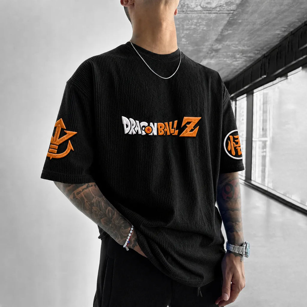 Dragon Ball Unisex Anime-Style Retro Corduroy Oversized T-Shirt