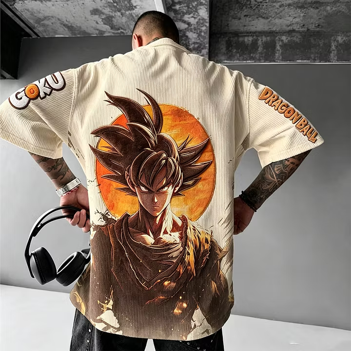 Dragon Ball Unisex Anime Inspired Vintage Corduroy T-Shirt