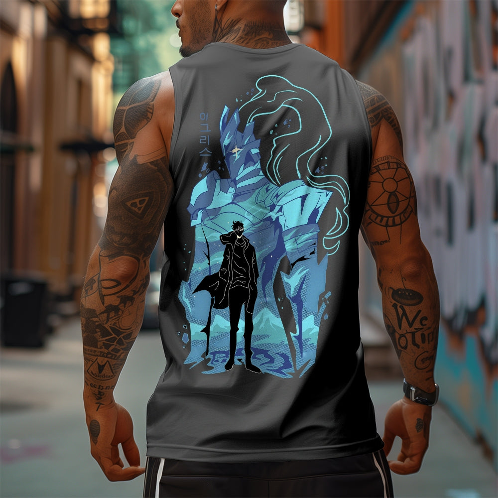 SL-Oversized Anime Print Gym Tank Top