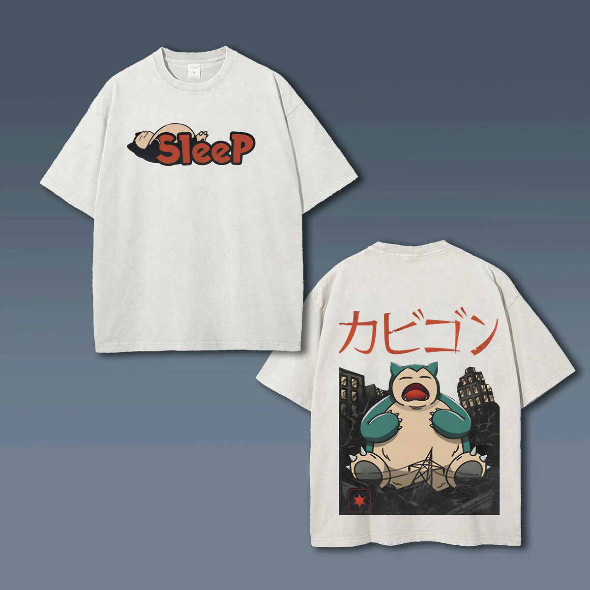 PKM-Unisex Anime Style Vintage Washed T-Shirt