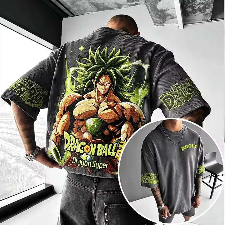 Dragon Ball Anime-Inspired Vintage Waffle Knit T-Shirt