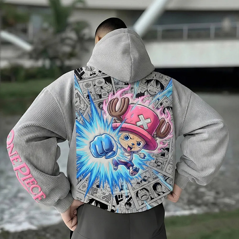 One Piece Color-blocked Plush Hoodie