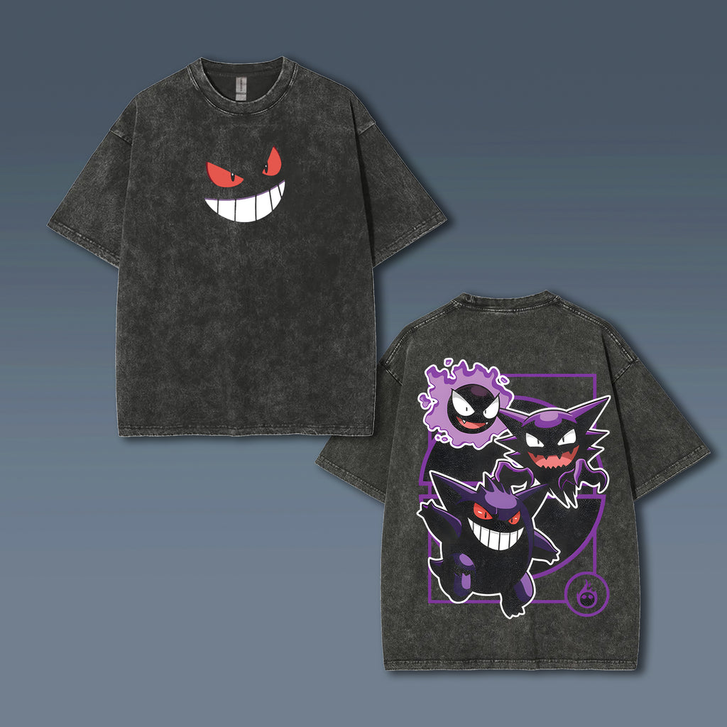 PKM-Unisex Anime Style Vintage Washed T-Shirt