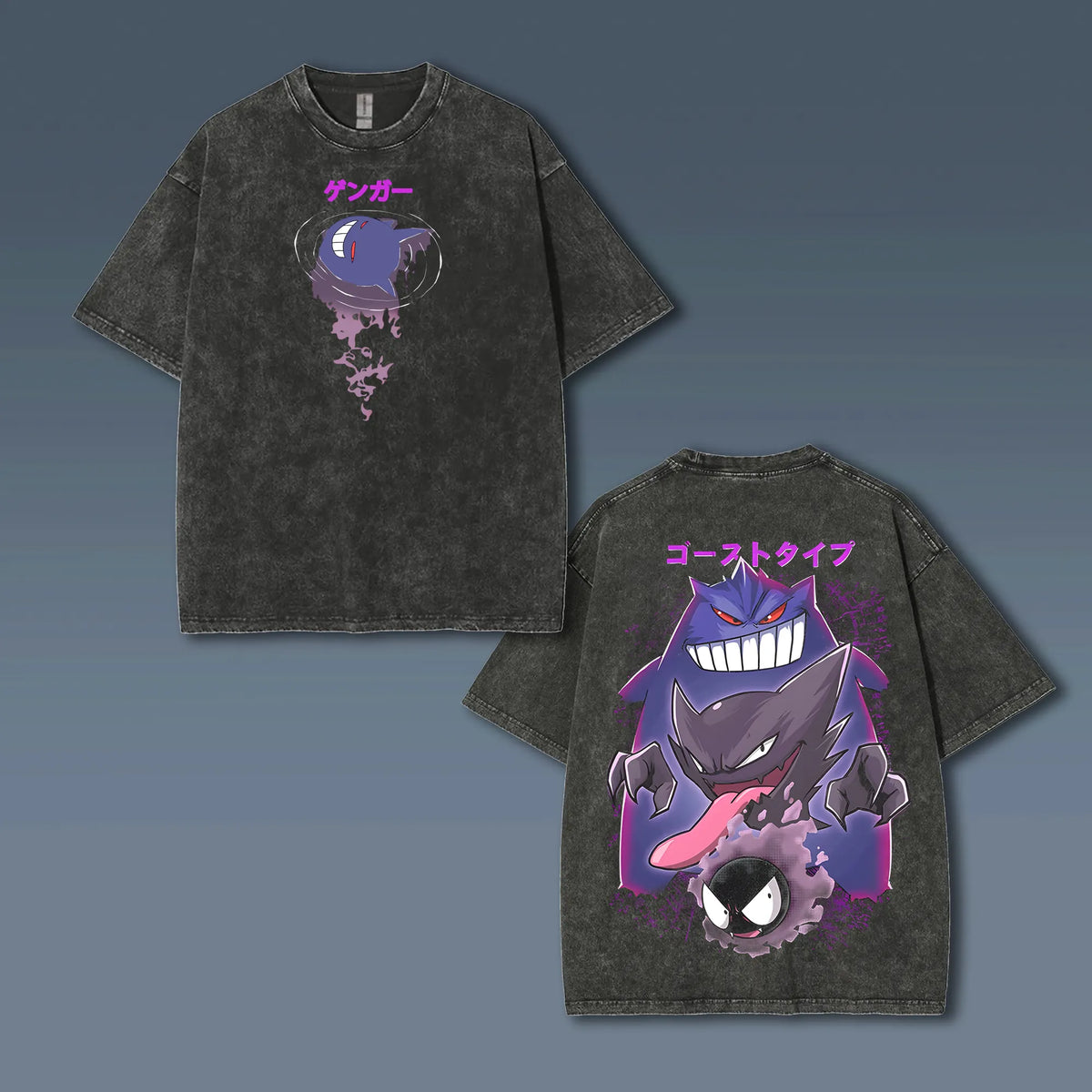 PKM-Unisex Anime Style Vintage Washed T-Shirt