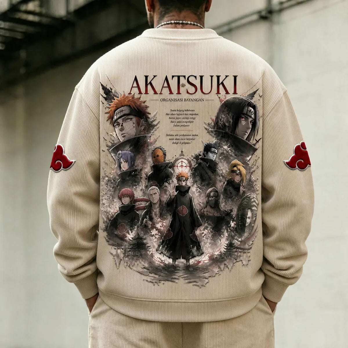 NINDO Unisex Retro Corduroy Sweatshirt In Anime Style