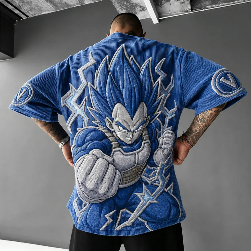 Dragon Ball Unisex Anime-Style Retro Corduroy Oversized T-Shirt