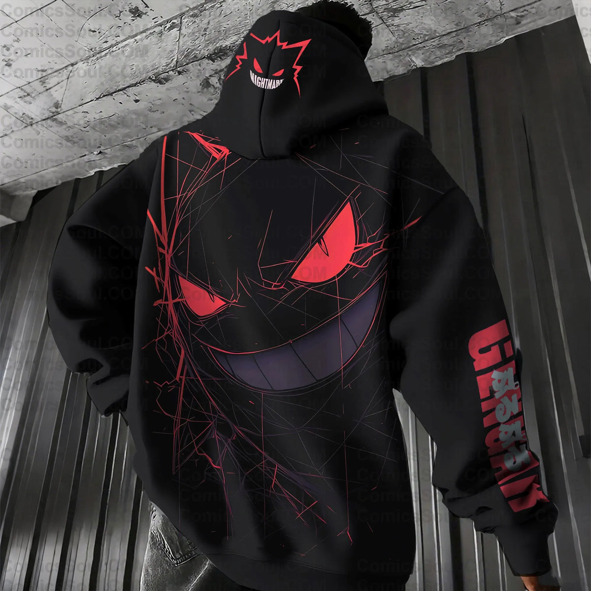 PKM-Unisex Anime Graphic Streetwear Vintage Plush Hoodie| Gengar
