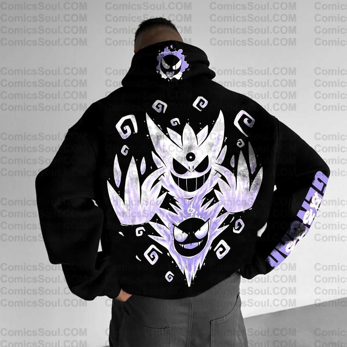 PKM-Unisex Anime Graphic Streetwear Vintage Plush Hoodie| Gengar