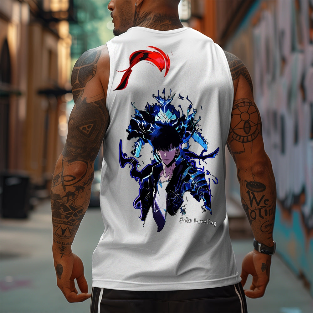 SL-Oversized Anime Print Gym Tank Top