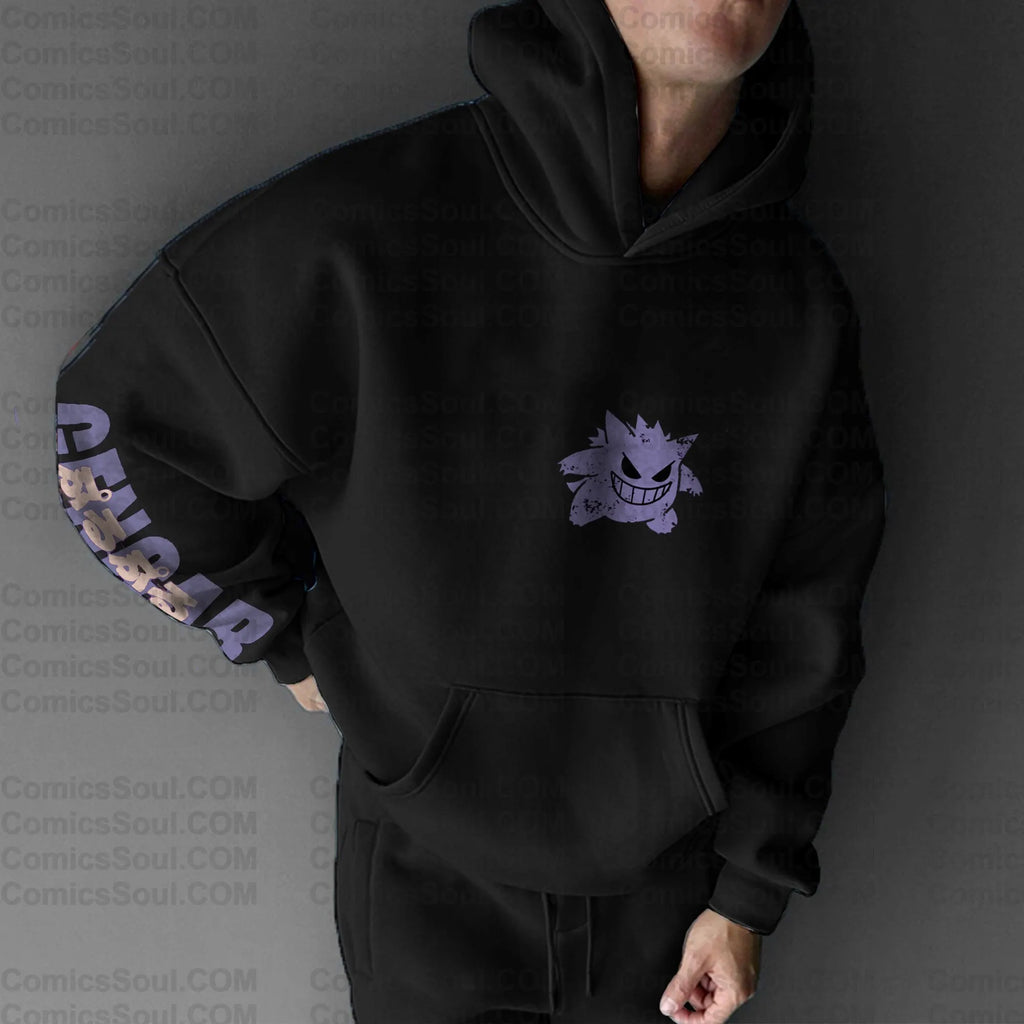 PKM-Unisex Anime Graphic Streetwear Vintage Plush Hoodie| Gengar