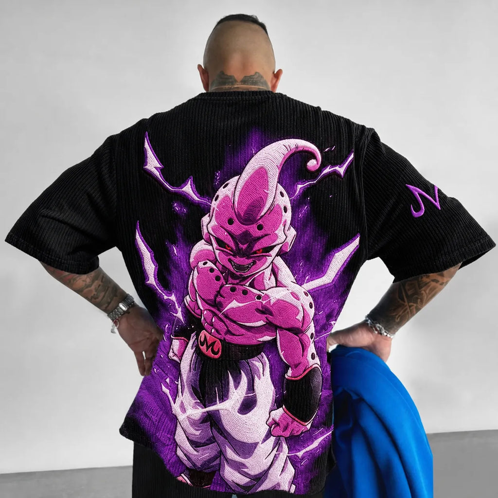 Dragon Ball Unisex Anime-Style Retro Corduroy Oversized T-Shirt