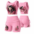 KNY Women's Anime-Print Tank Top And Shorts Sports Set