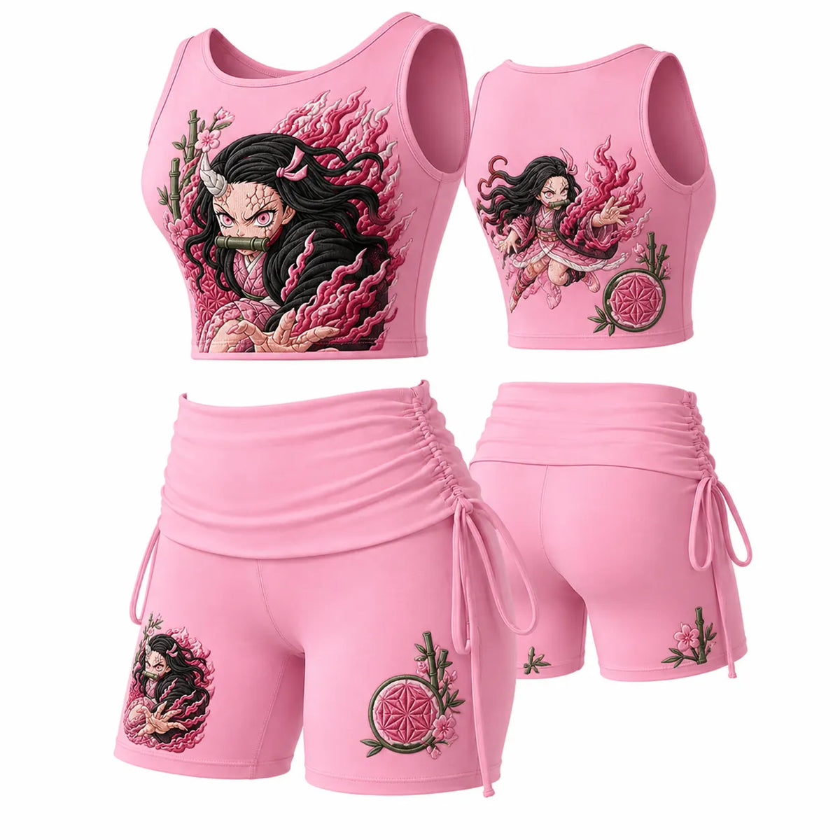 KNY Women's Anime-Print Tank Top And Shorts Sports Set