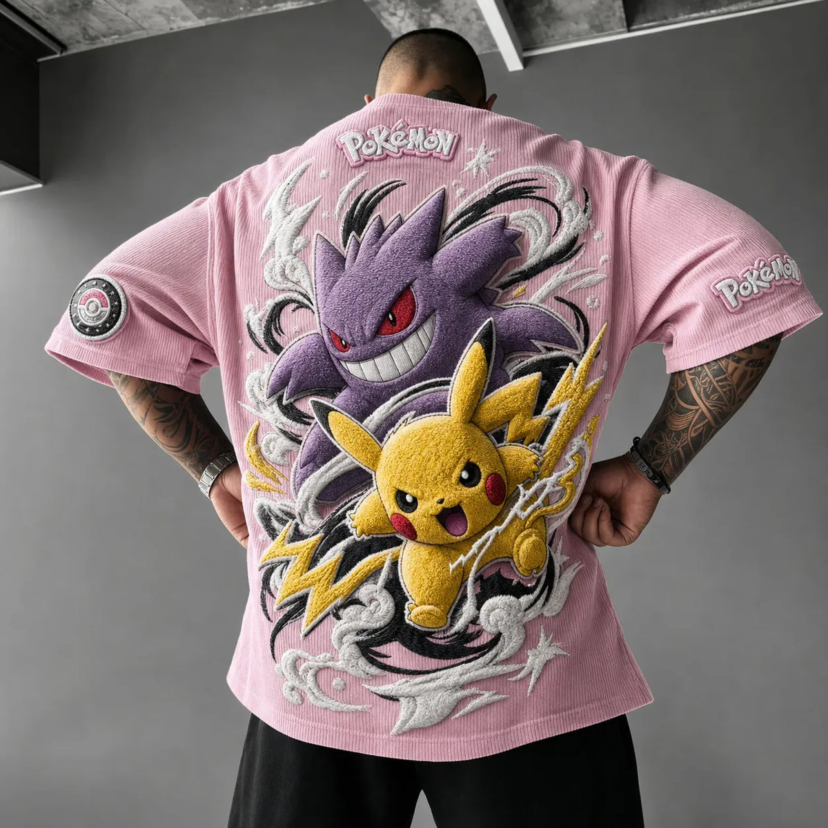 Pokémon Unisex Anime-Style Retro Corduroy Oversized T-Shirt