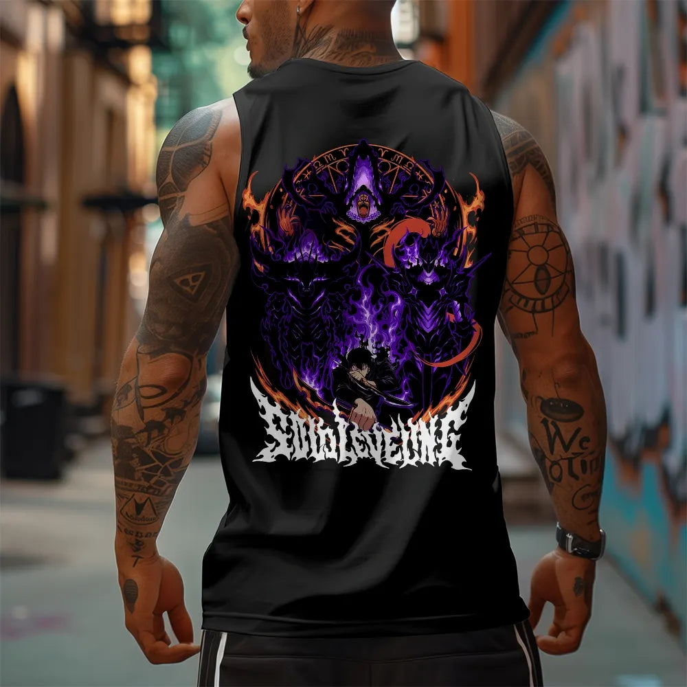SL-Oversized Anime Print Gym Tank Top