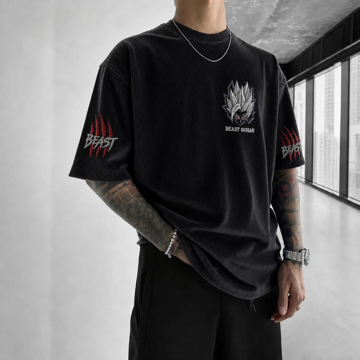 Dragon Ball Unisex Short-Sleeve Corduroy T-Shirt With Anime Print