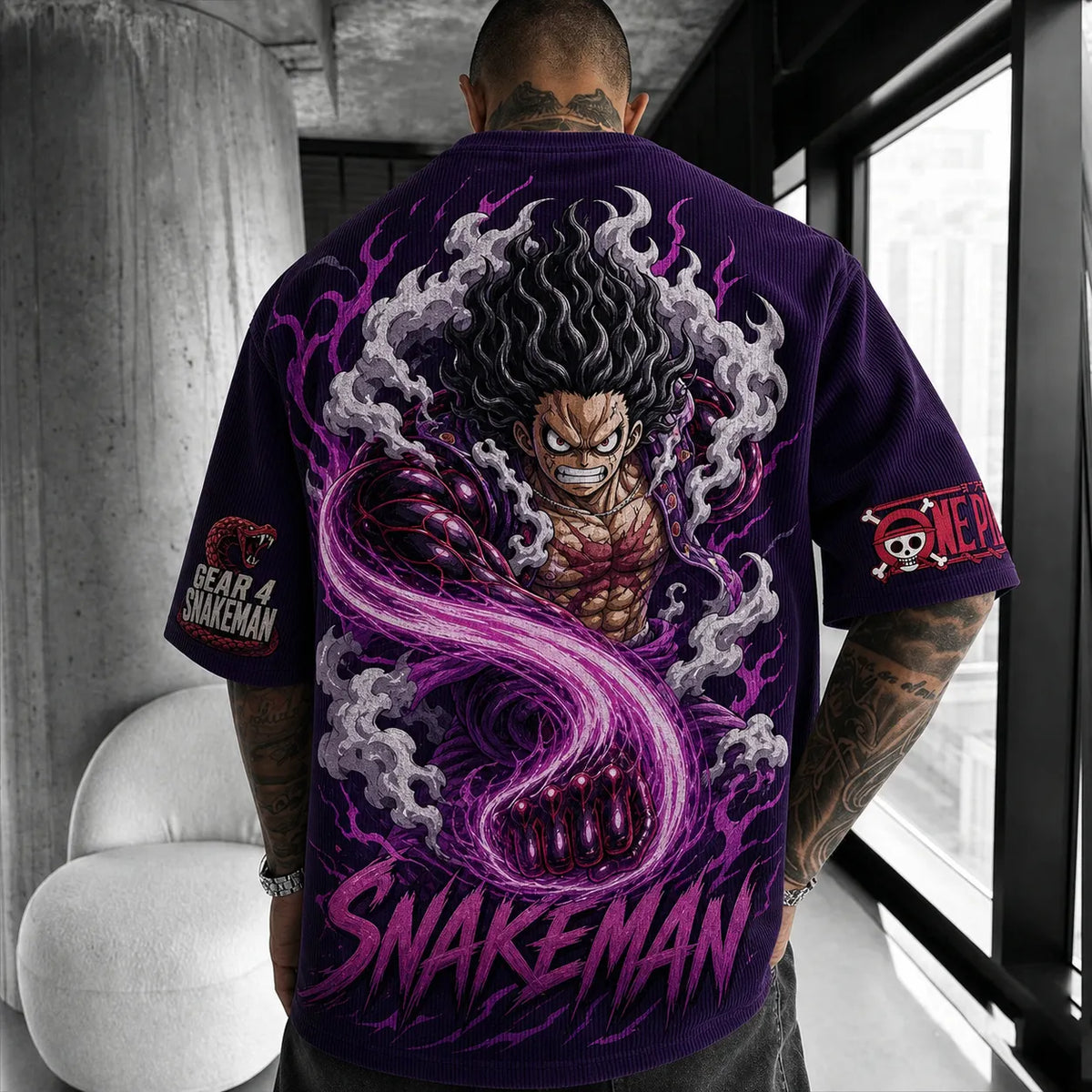 One Piece Unisex Short-Sleeve Corduroy T-Shirt With Anime Print