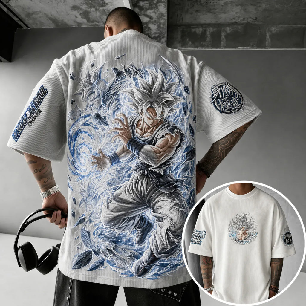 Dragon Ball Unisex Loose-Fit Rock Band Vertical Stripe T-Shirt