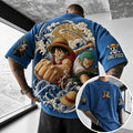One Piece Unisex Anime-Style Retro Corduroy Oversized T-Shirt