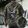 KNY Unisex Oversized Anime-Print Vertical-Stripe Short-Sleeve T-Shirt