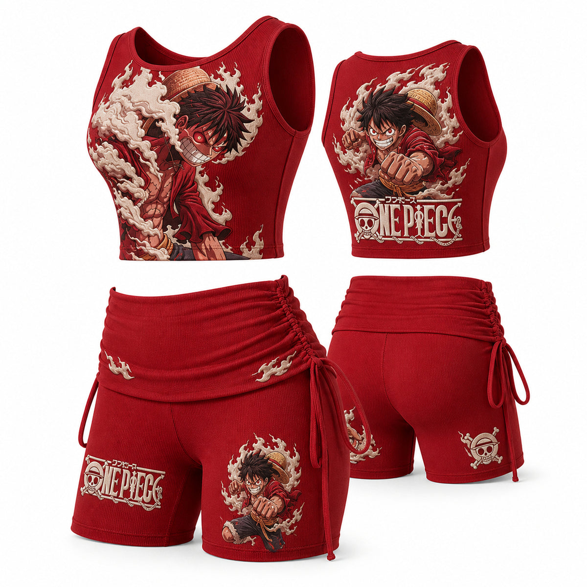 One Piece Women's Anime-Print Tank Top And Shorts Sports Set